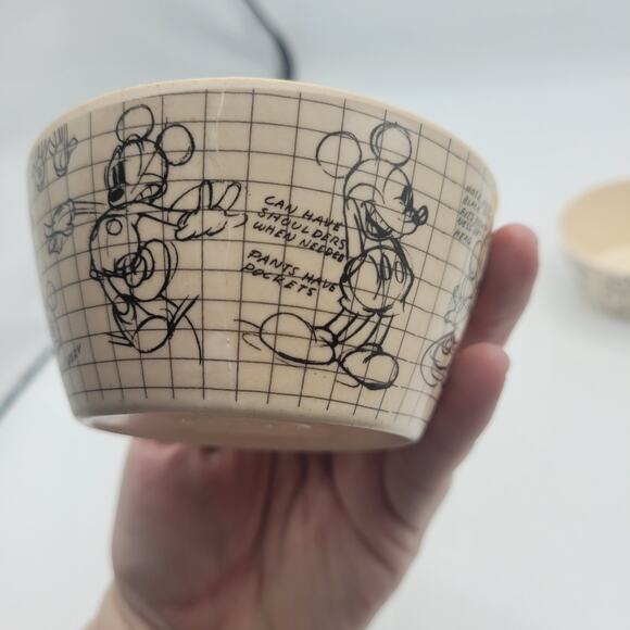 Lot of 2 Disney Sketchbook Bamboo Mickey Tidbit Bowls - Picture 5 of 7